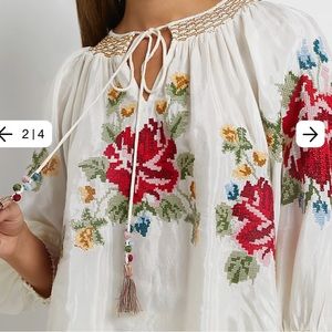 Cream embroidered top (UK 16)